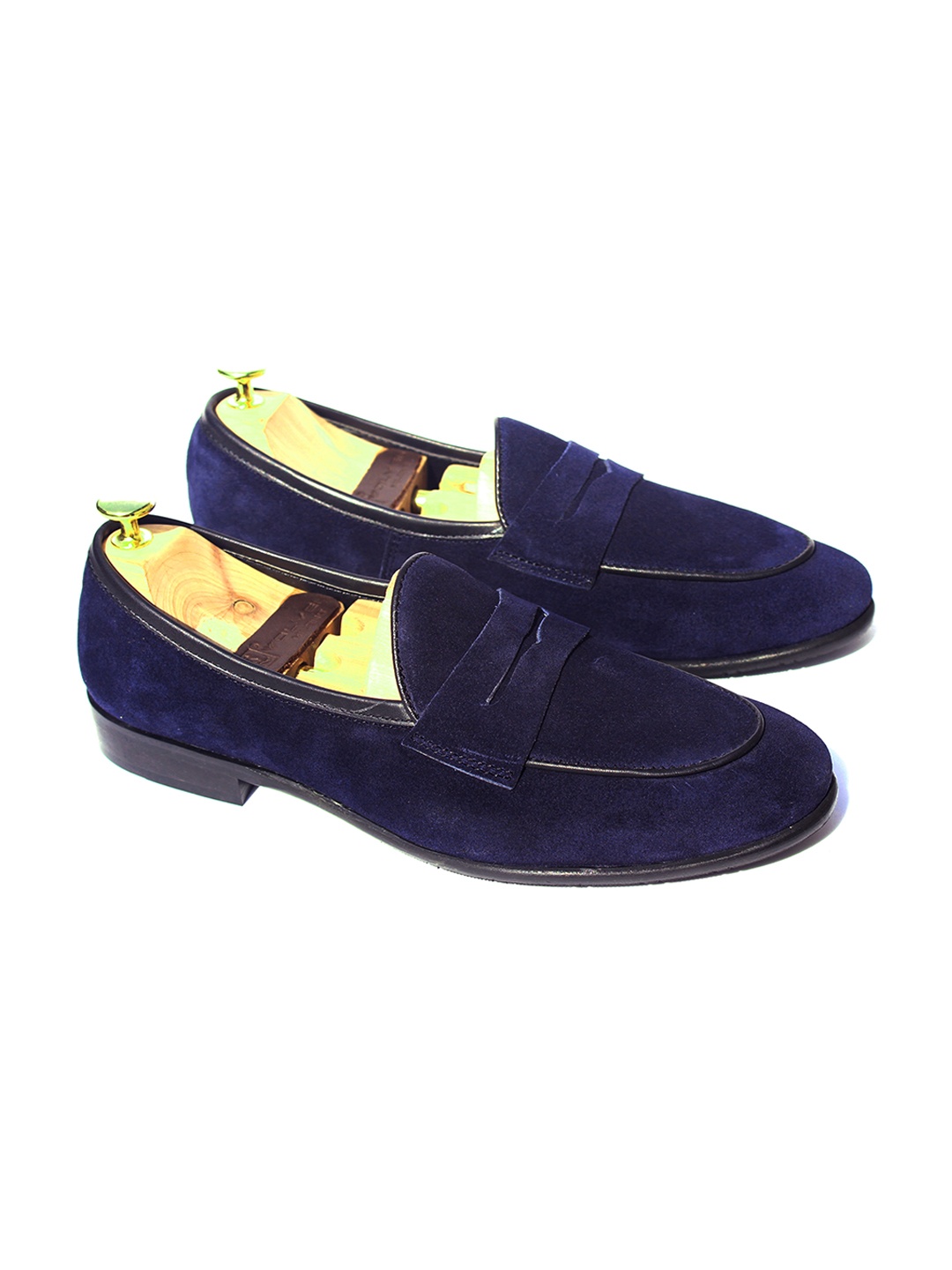 

Wolvenmilano Men Bow Suede Penny Loafers, Navy blue