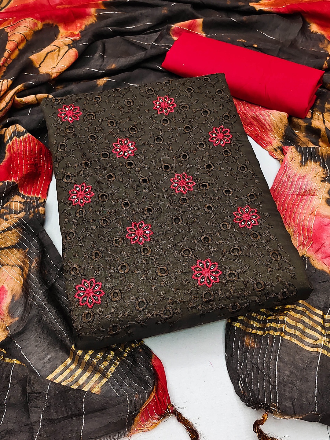 

MANVAA Black Embellished Unstitched Dress Material