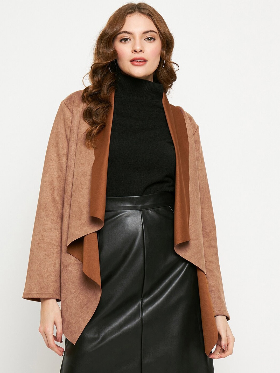 

Imfashini Asymmetric Open Front Shrug, Tan