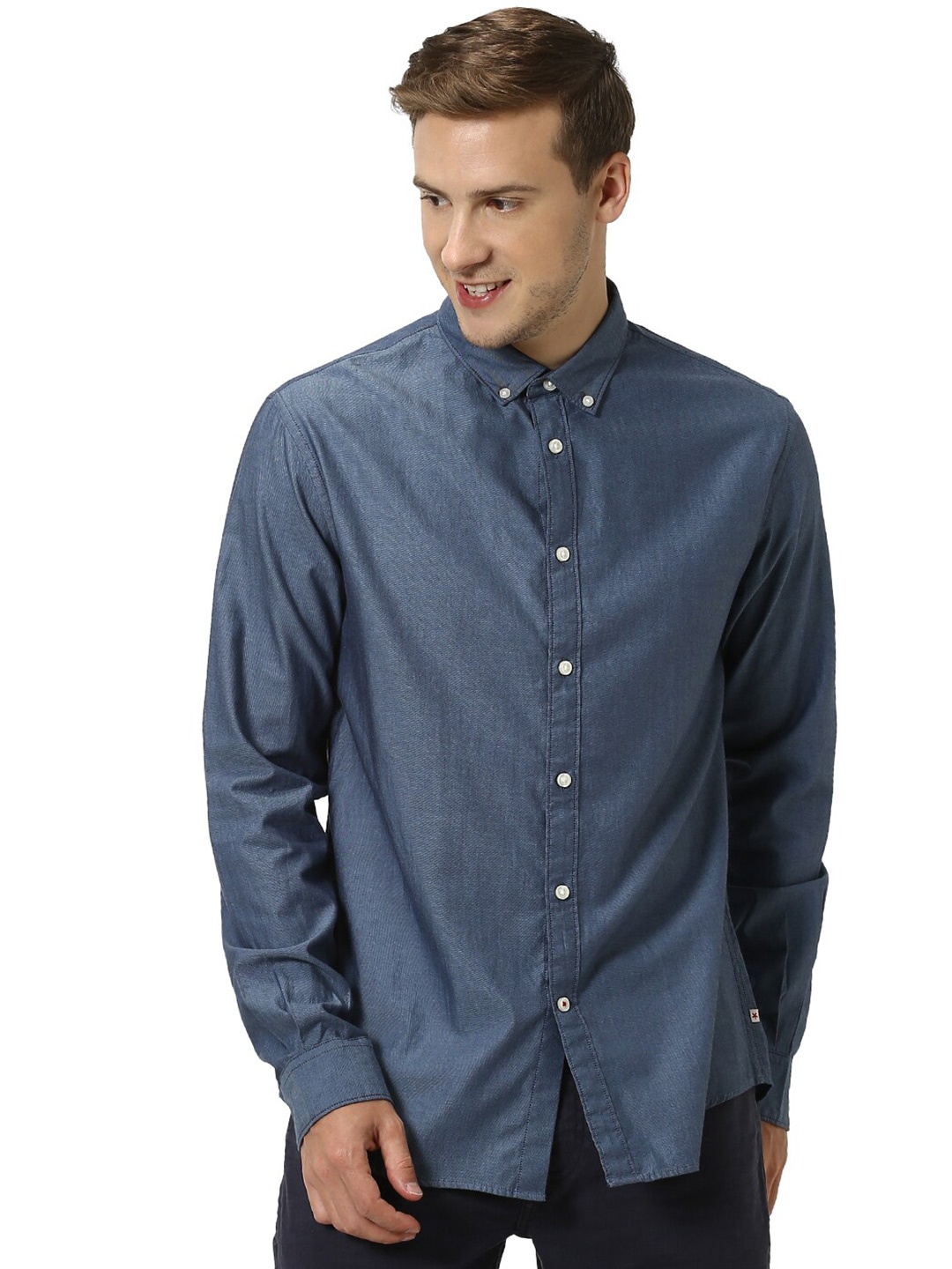 

Celio Button-Down Collar Cotton Casual Shirt, Blue