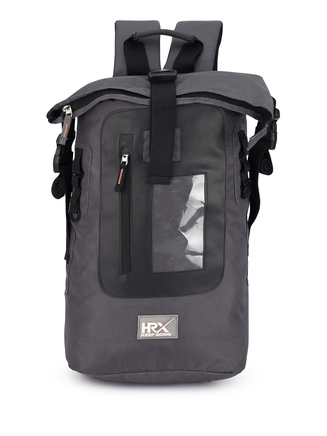 

HRX by Hrithik Roshan Unisex Black & Grey Colourblocked Backpack