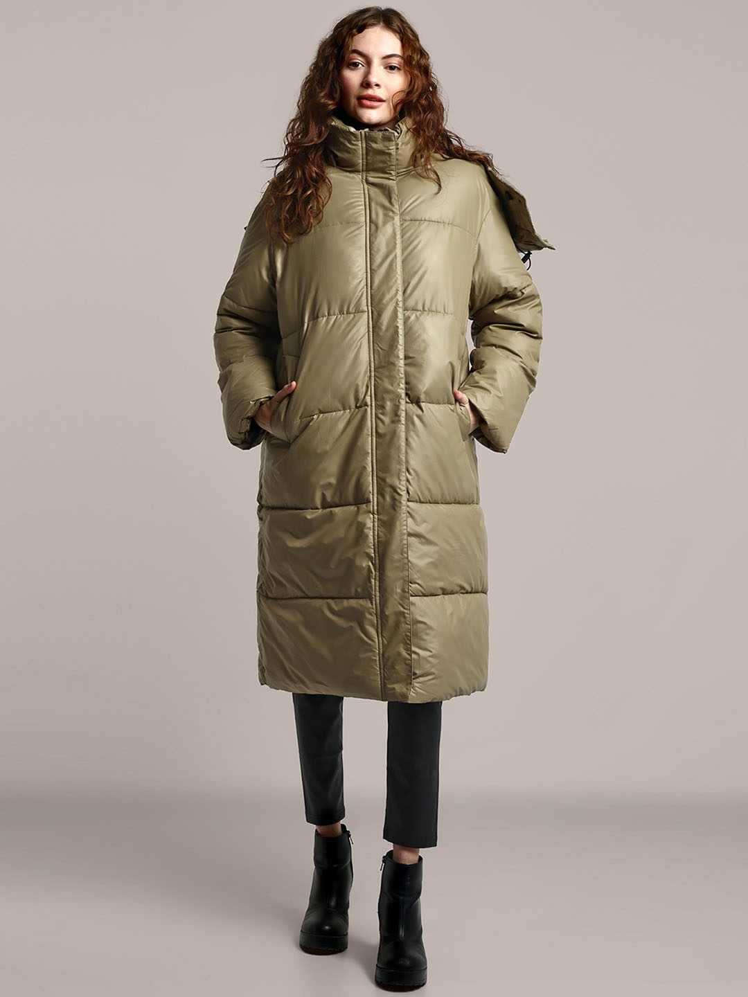

iki chic Grey Water Resistant Hooded Longline Puffer Jacket