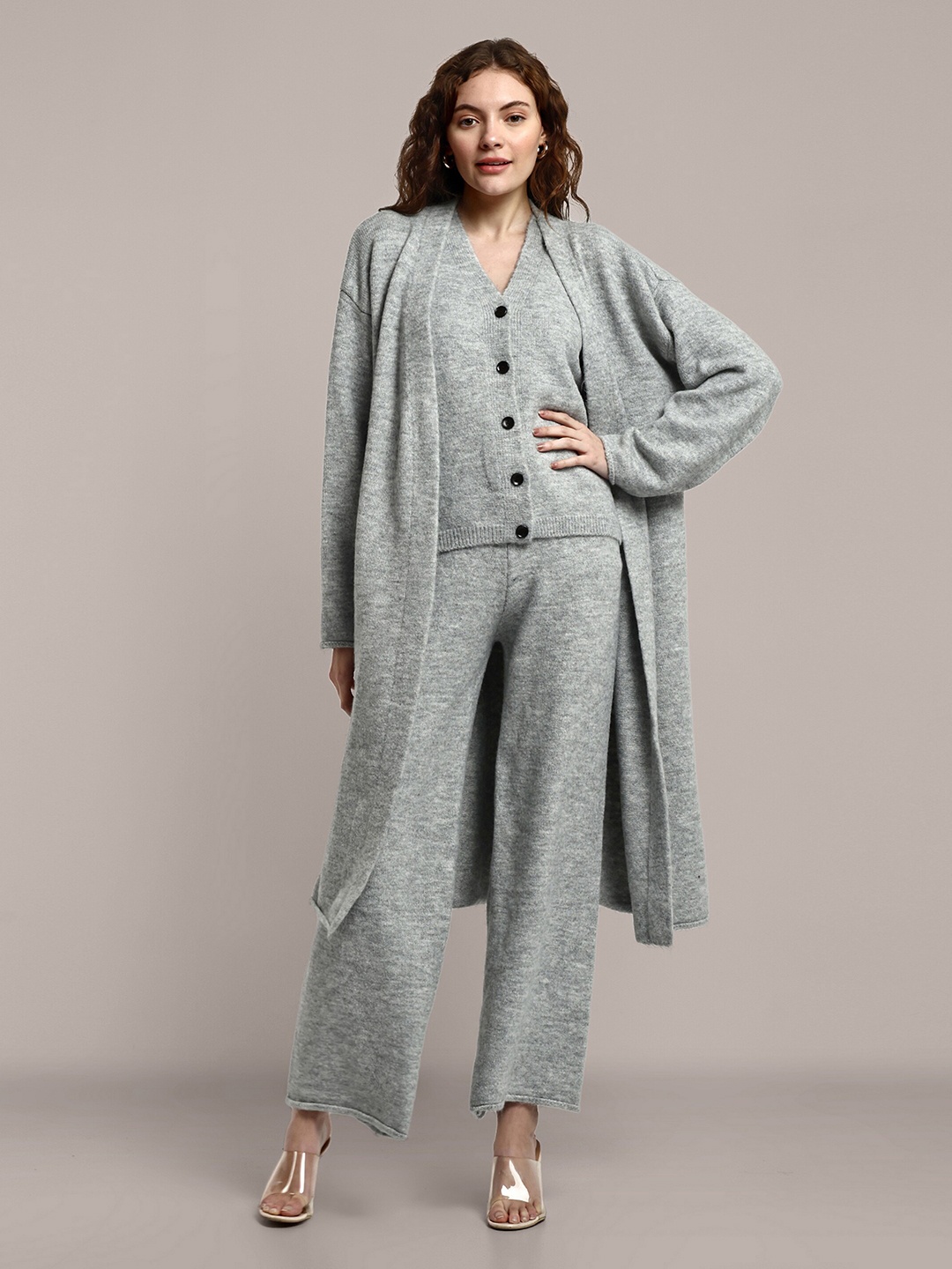 

iki chic Grey Cotton Wool Top & Trouser With Jacket