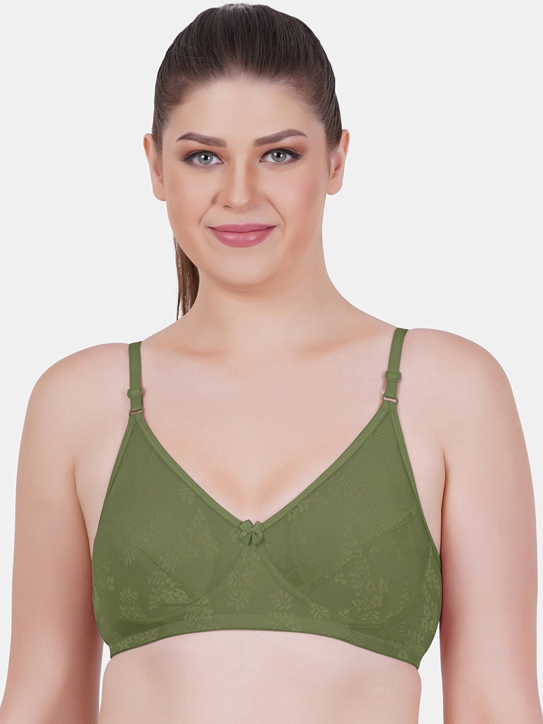 

Reveira Floral Printed Medium Coverage Bra With All Day Comfort, Green