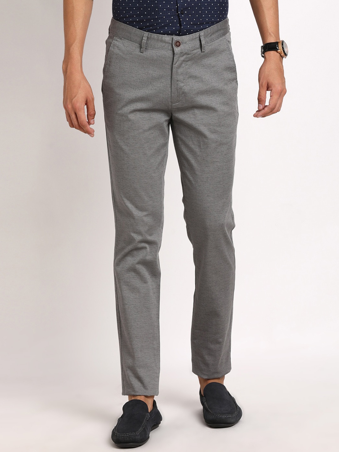 

Turtle Men Smart Ultra Slim Fit Cotton Chinos, Grey