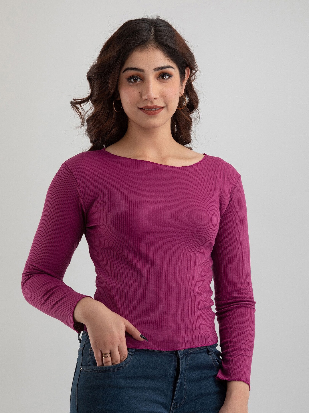

Mialo fashion Magenta Monochrome Crop Top