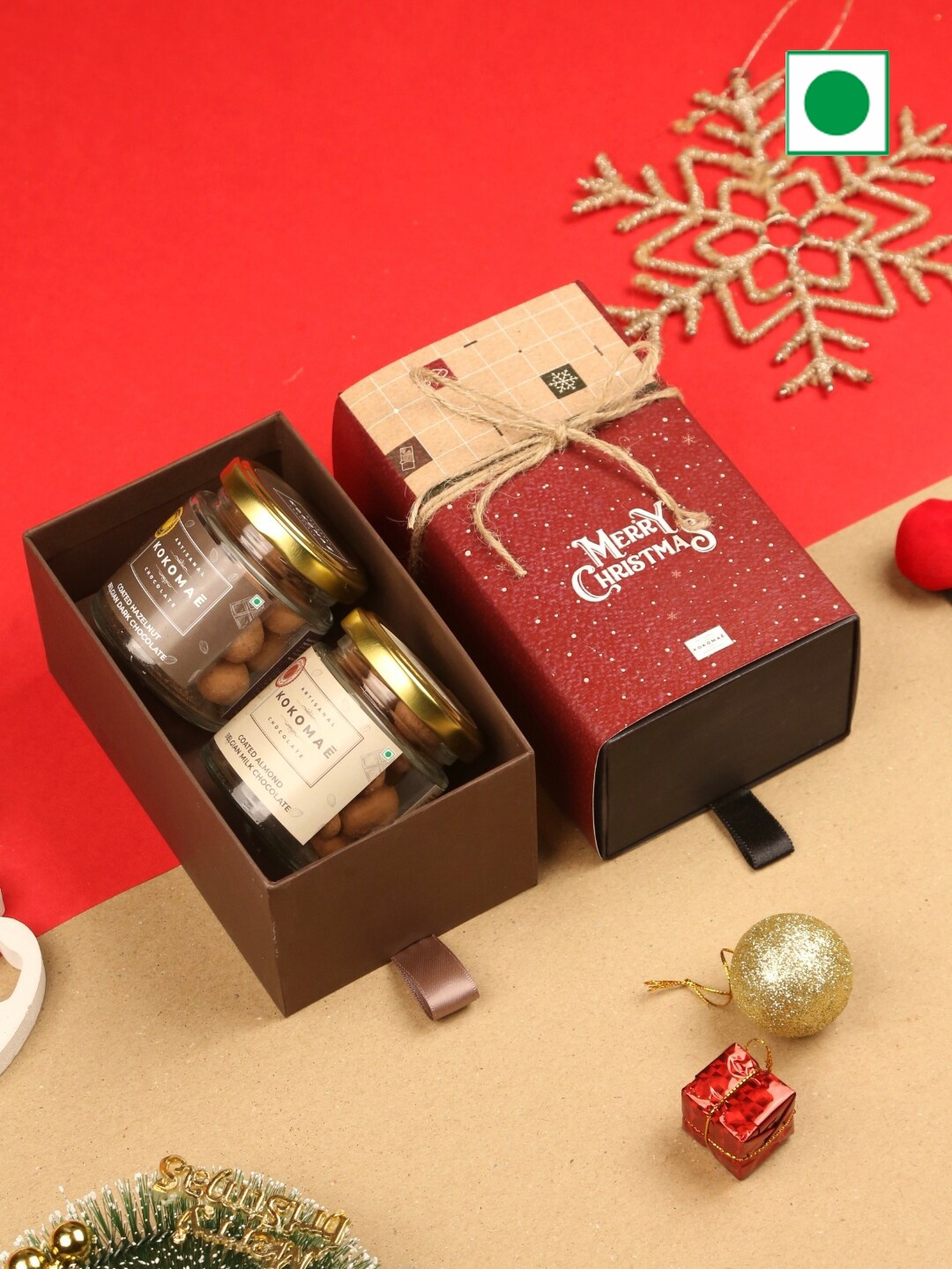 

Kokomae Artisanal Chocolate Kokoma Handcrafted Christmas Hamper, 2 Coated Nuts, Beige