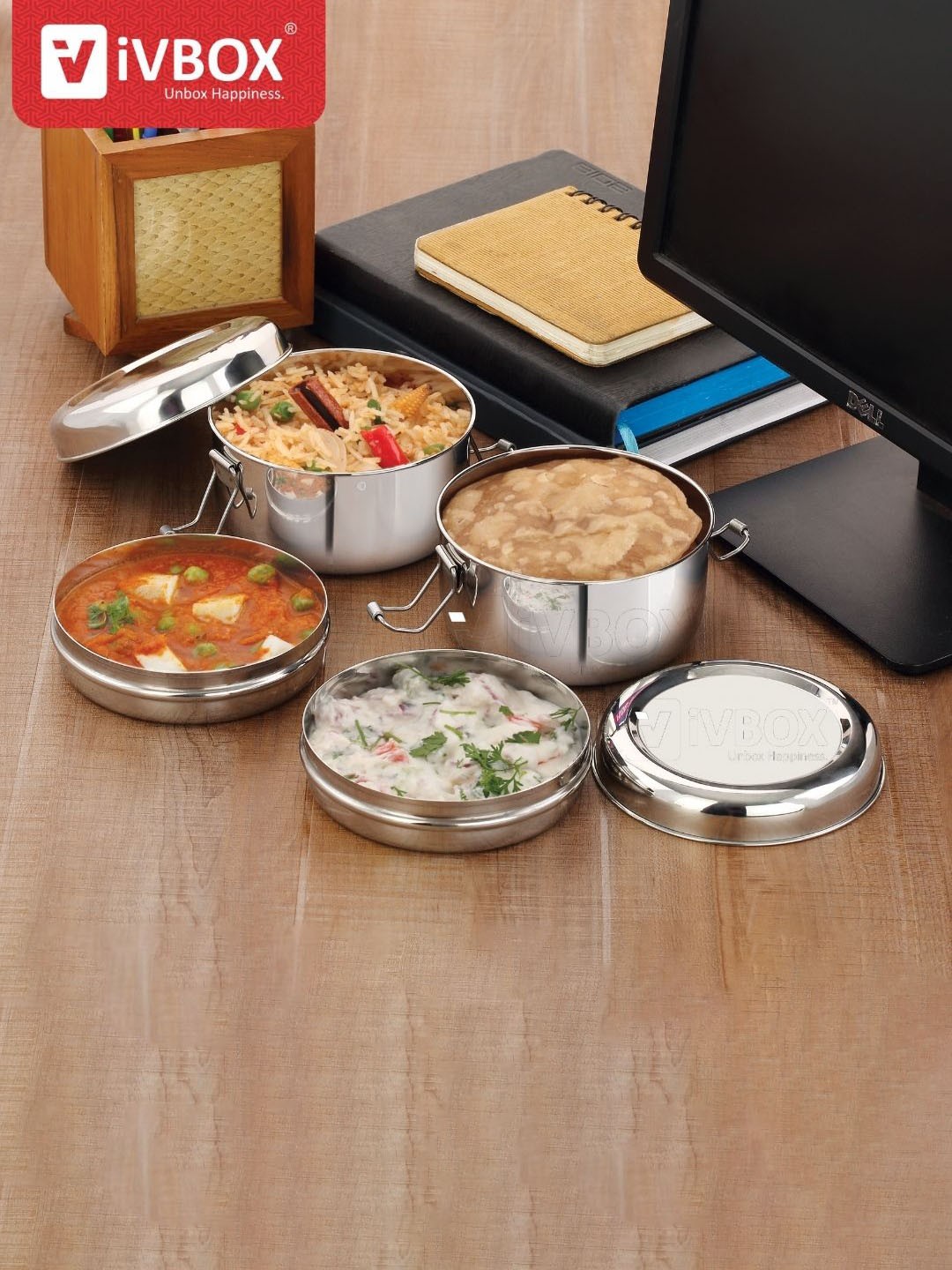 

iVBOX Steel-Pro 2 Pcs Stainless Steel Lunch Box - 800 ML Each, Silver