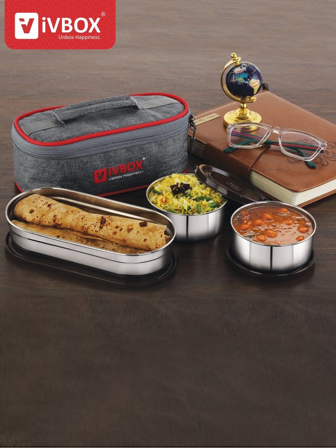 

iVBOX Oval-Pro 5 Containers Stainless Steel Lunch Box - 1.35 L, Silver
