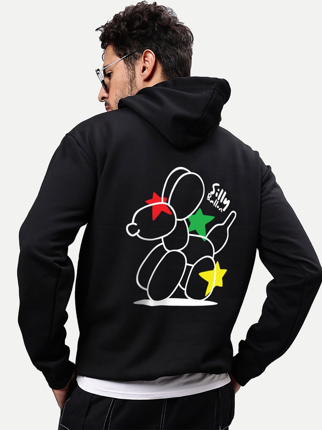 

Mad Over Print Graphic Printed Hooded Fleece Pullover Sweatshirt, Black