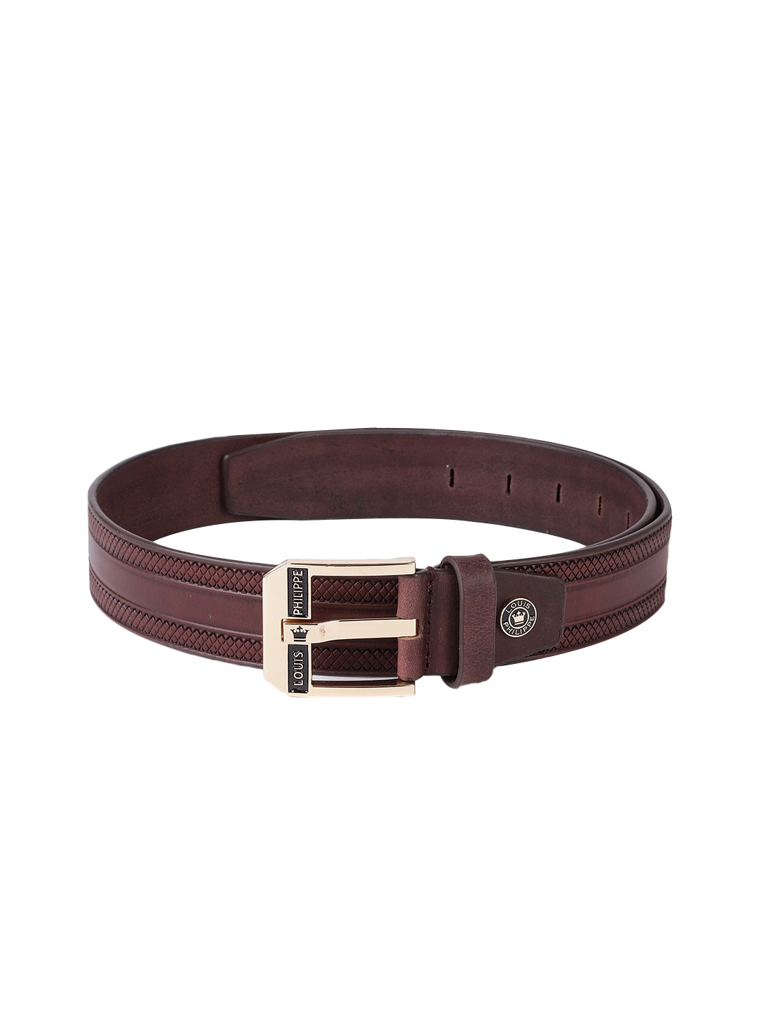 

Louis Philippe Sport Men Textured Leather Belt, Burgundy