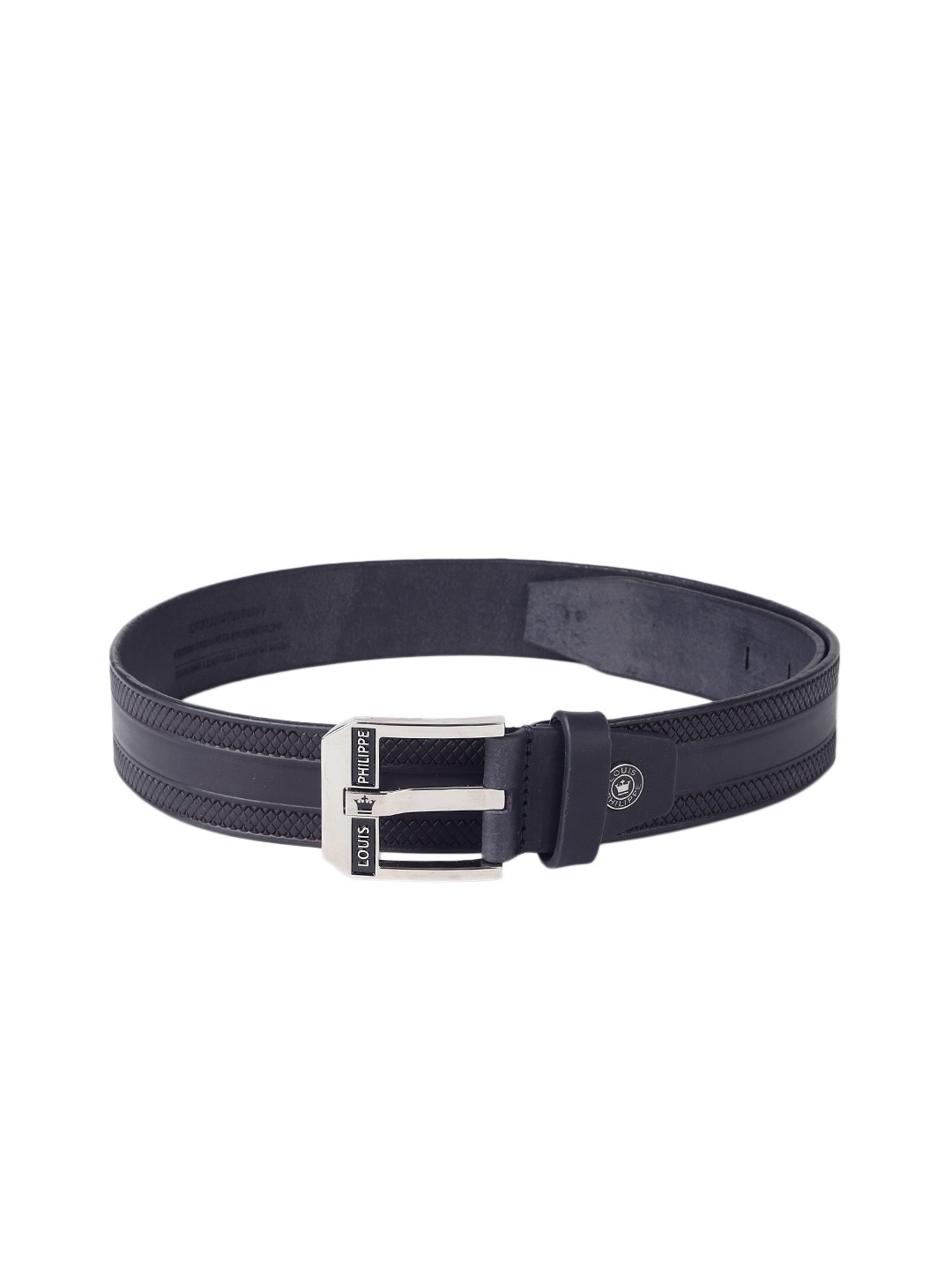 

Louis Philippe Sport Men Textured Leather Belt, Navy blue