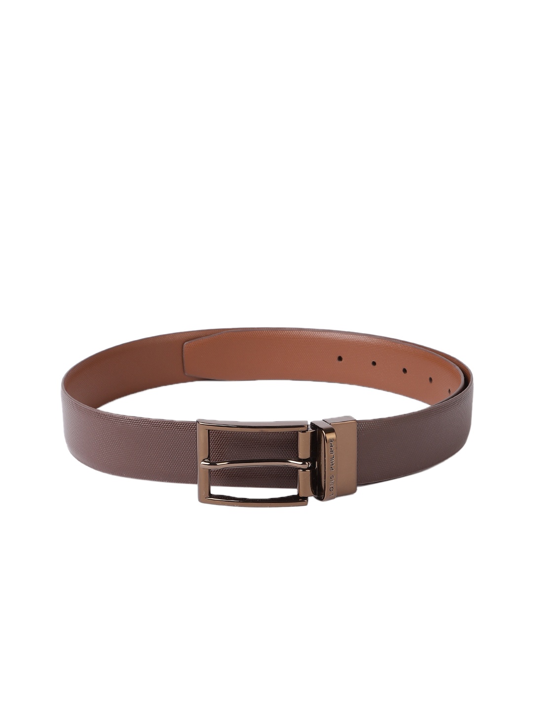 

Louis Philippe Men Textured Reversible Leather Belt, Tan