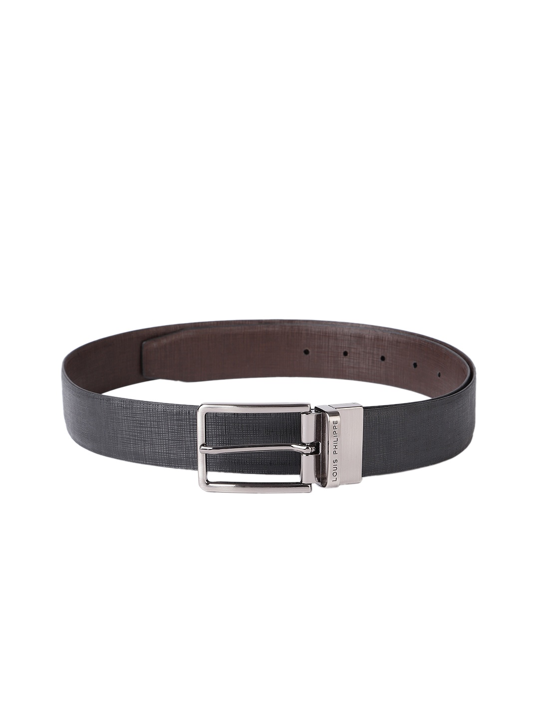 

Louis Philippe Men Textured Reversible Leather Belt, Black