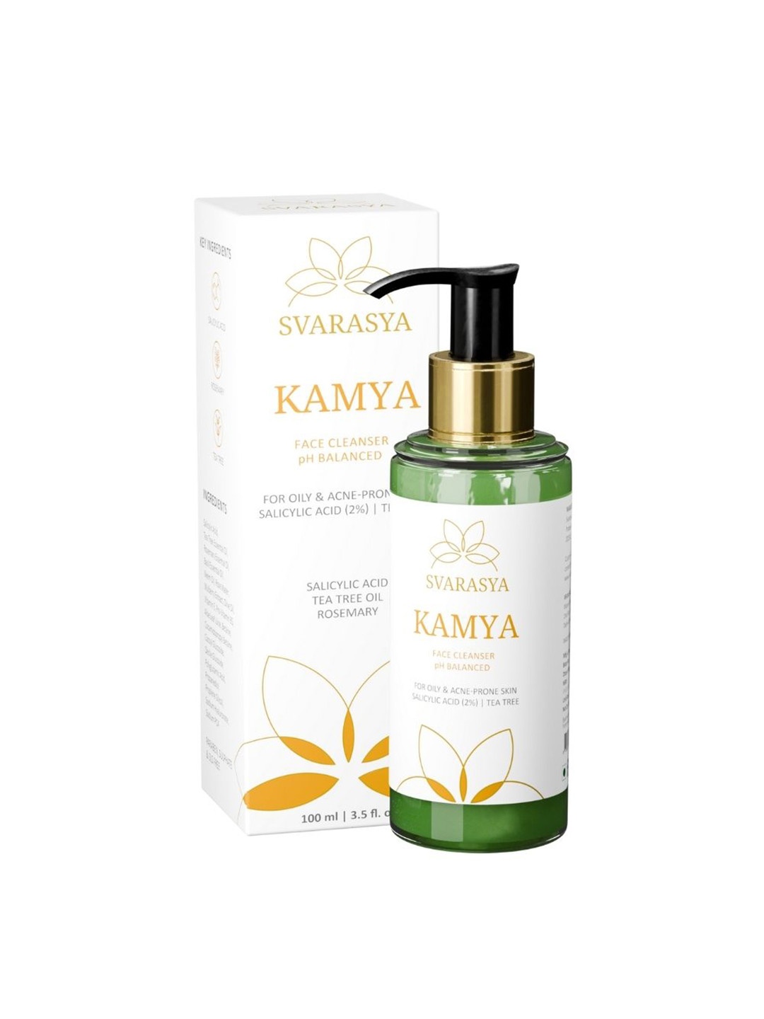 

Svarasya Kamya Natural Face Cleanser For Oily Acne Prone Skin - 100ml, Green