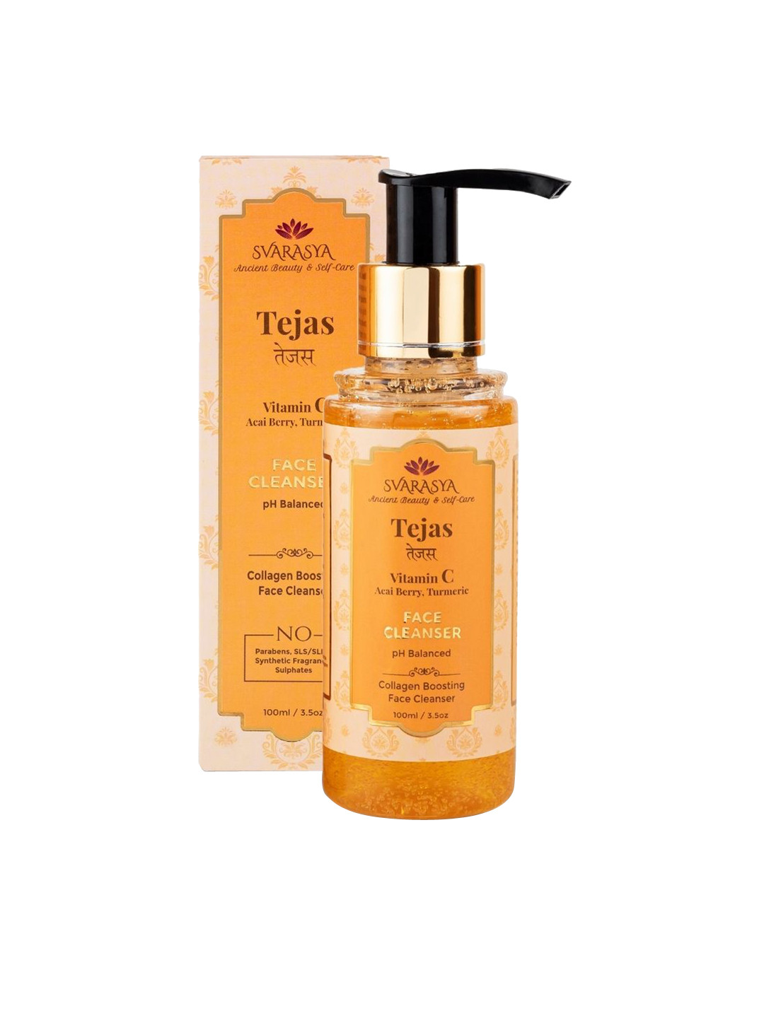 

Svarasya Tejas Natural Vitamin C & Hyaluronic Acid Brightening Face Cleanser - 100ml, Orange