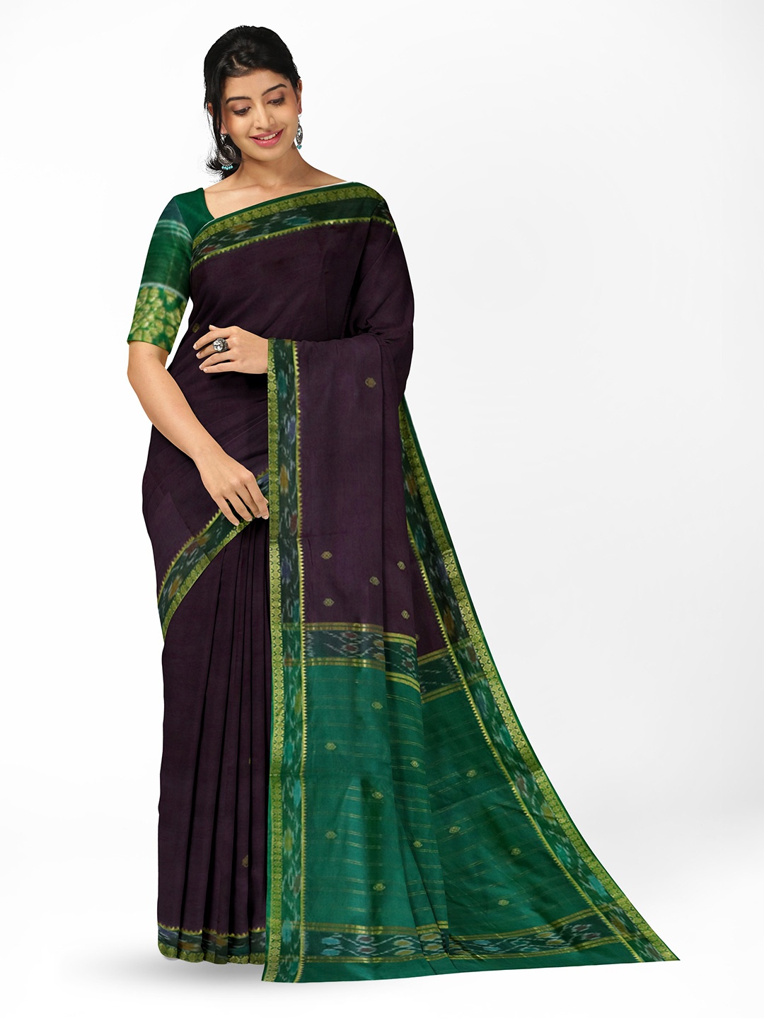 

APCO Ethnic Motifs Woven Design Pure Cotton Saree, Brown