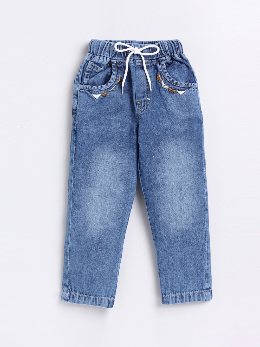 

DENIKID Kids Mid-Rise Light Fade Pure Cotton Jeans, Blue