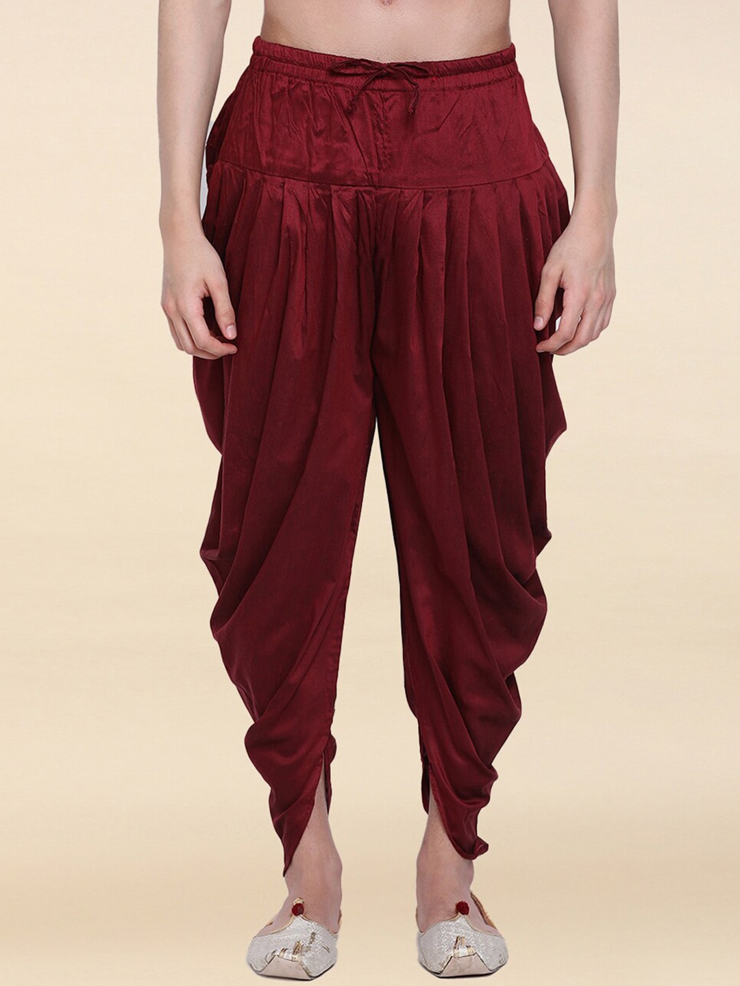 

Sanwara Men Mid-Rise Art Silk Dhotis, Maroon