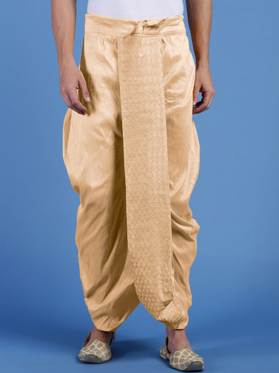 

Sanwara Men Embroidered Art Silk Dhotis, Beige