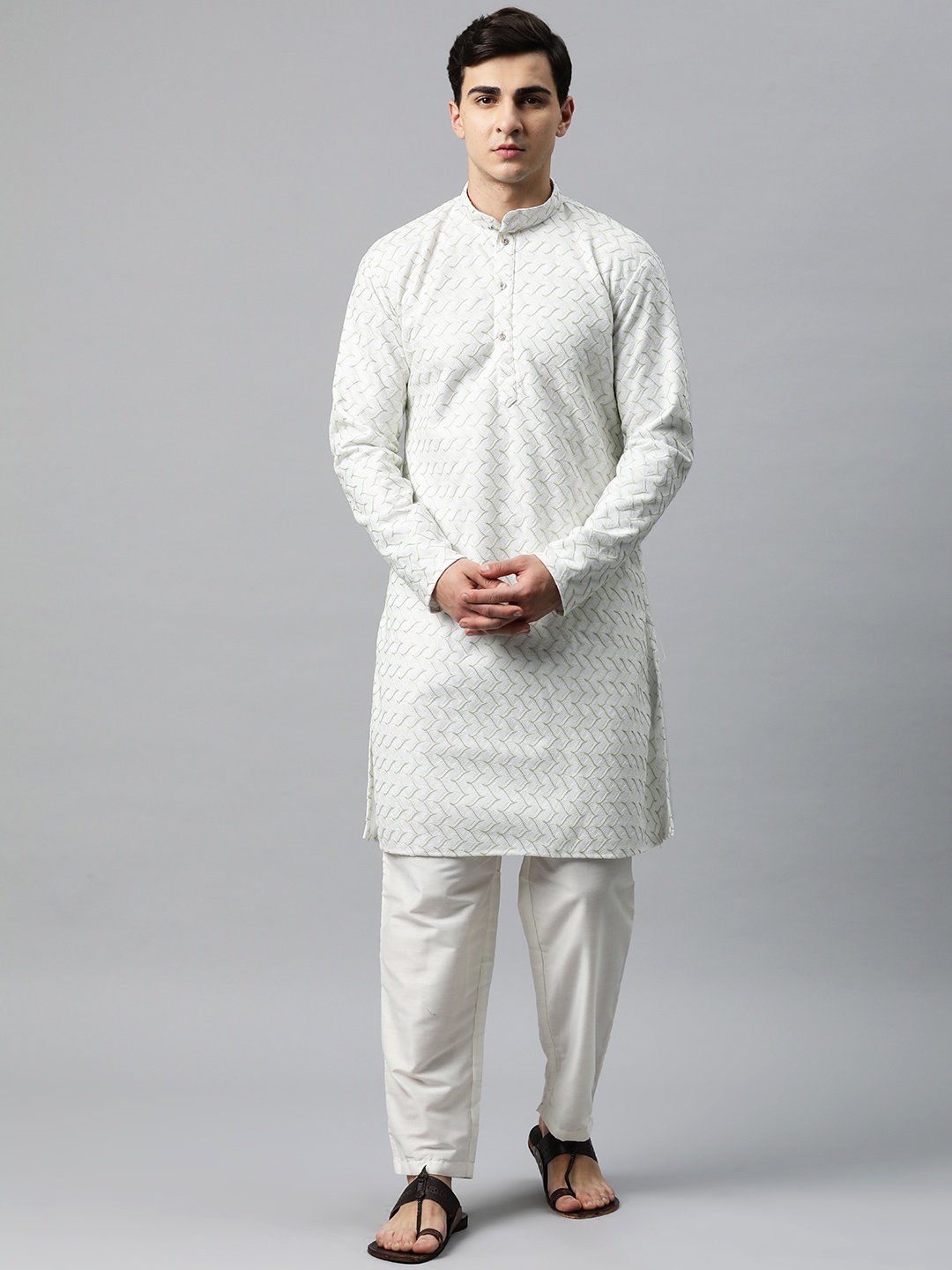 

Luxrio Men Woven Design Cotton Kurta, White