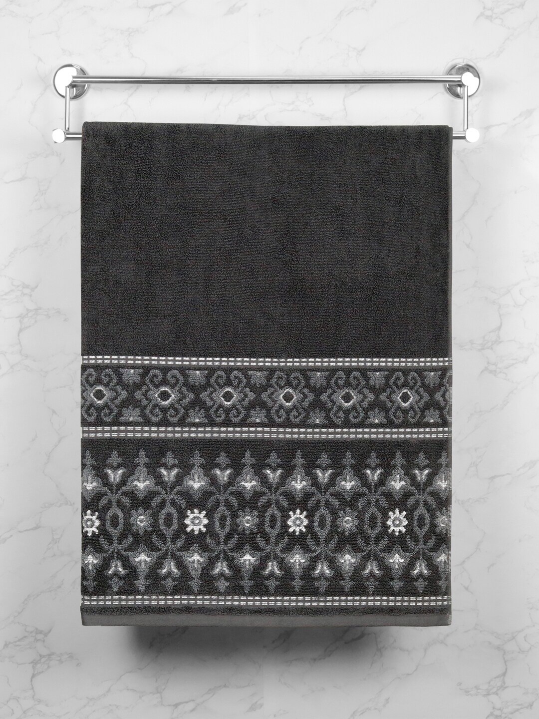 

MYTRIDENT Charcoal & White Soft Comfort 500 GSM Cotton Bath Towel