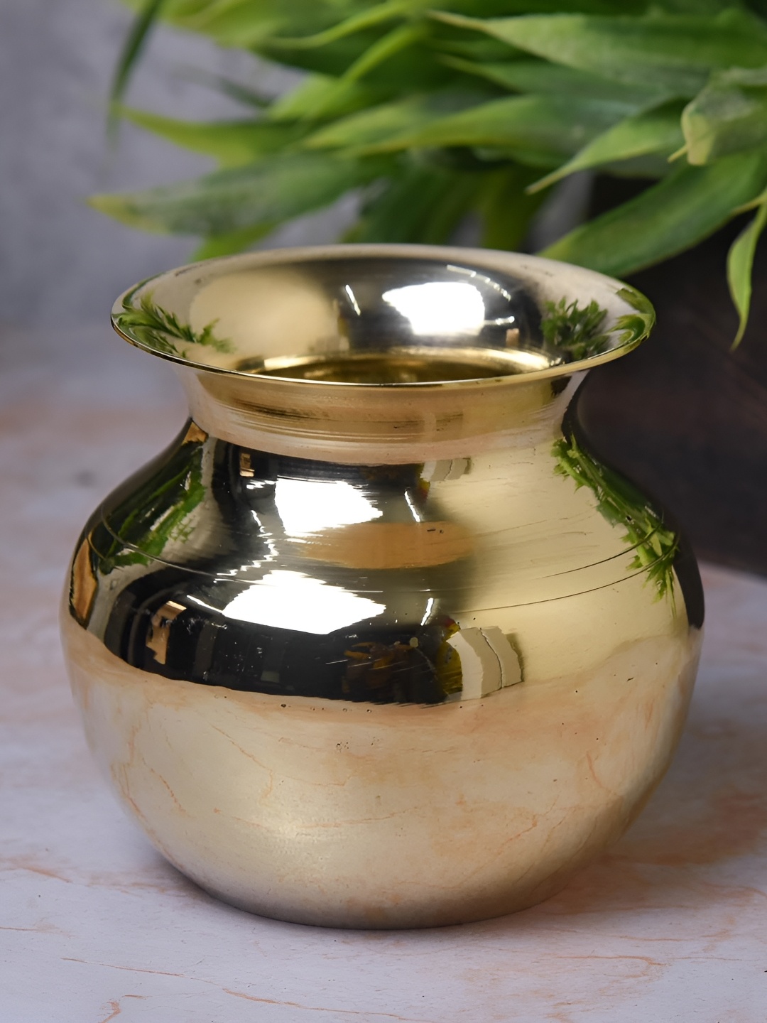 

Bhimonee Decor Gold-Toned Traditional Brass Pooja Kalash