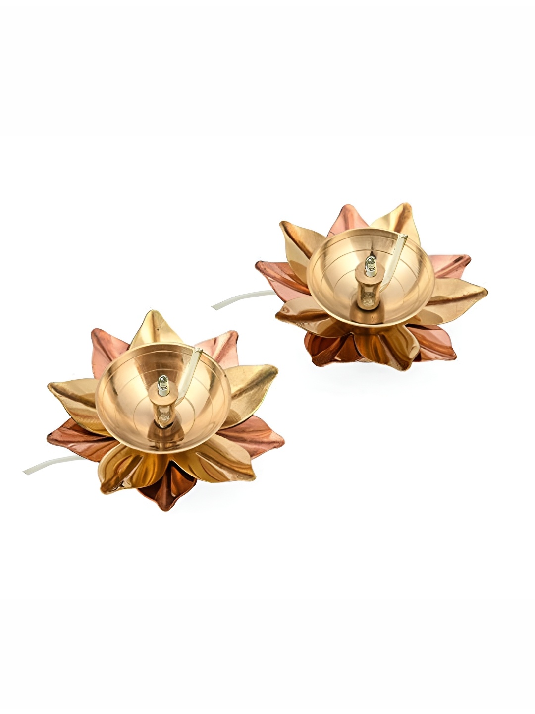 

Bhimonee Decor Gold-Toned 2-Pcs Brass Lotus Electric Diyas