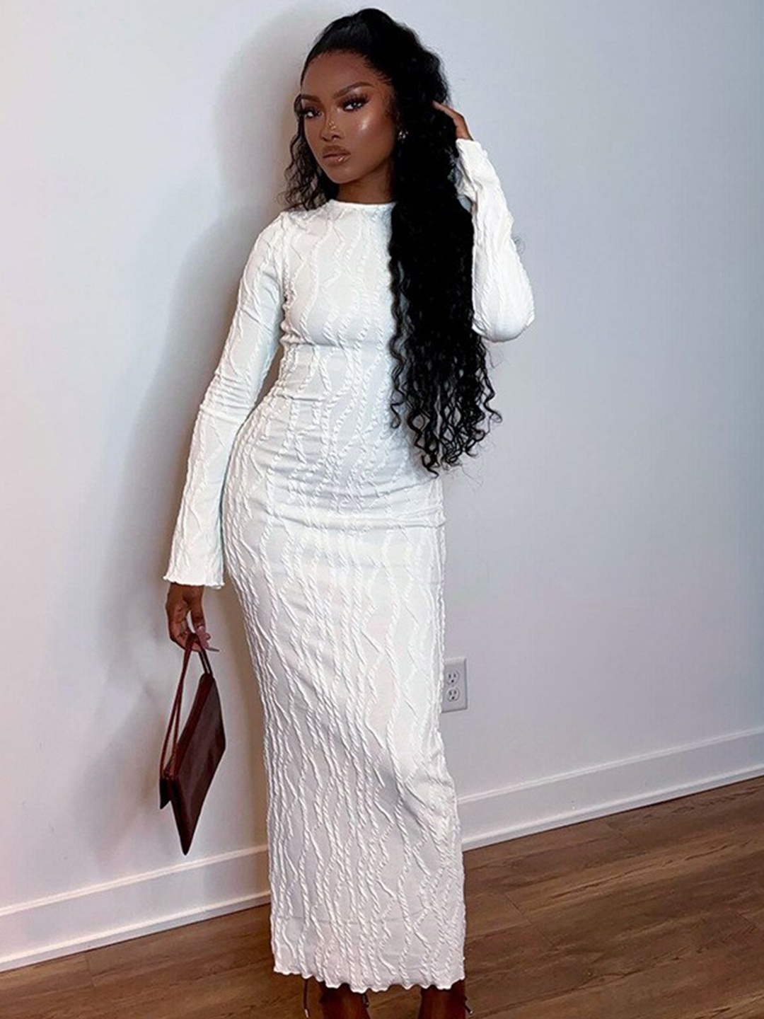 

StyleCast White Self Design Sheath Dress