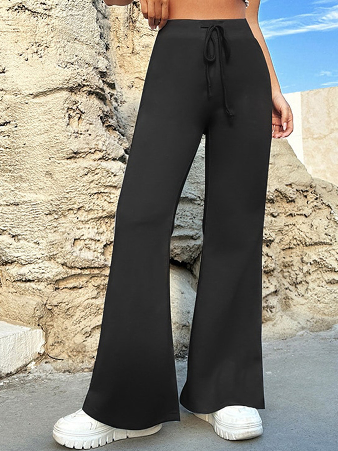 

StyleCast Women Black Flared High-Rise Plain Bootcut Trousers