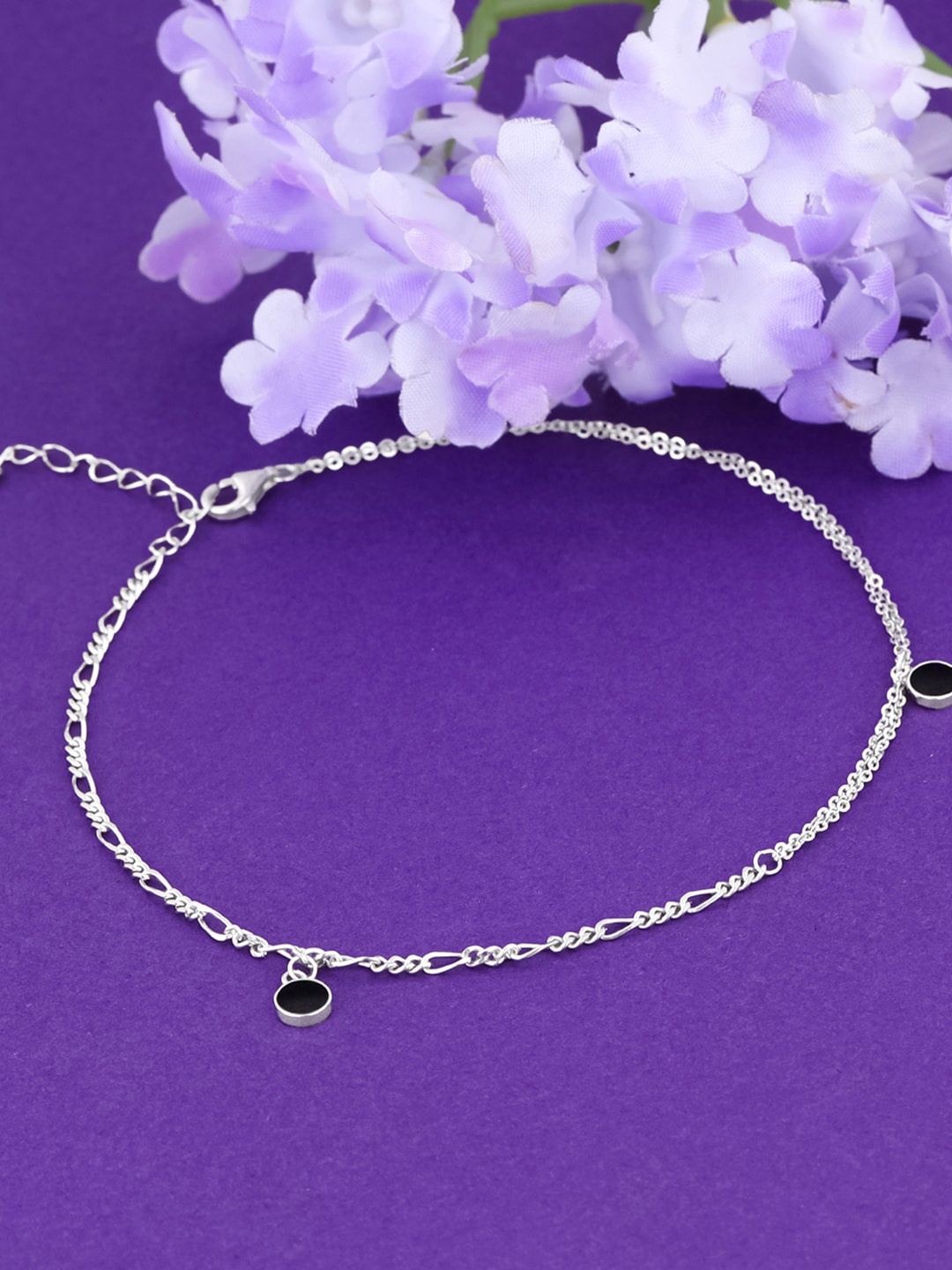 

GIVA 925 Sterling silver Rhodium-Plated Dual Beaded Single Anklet