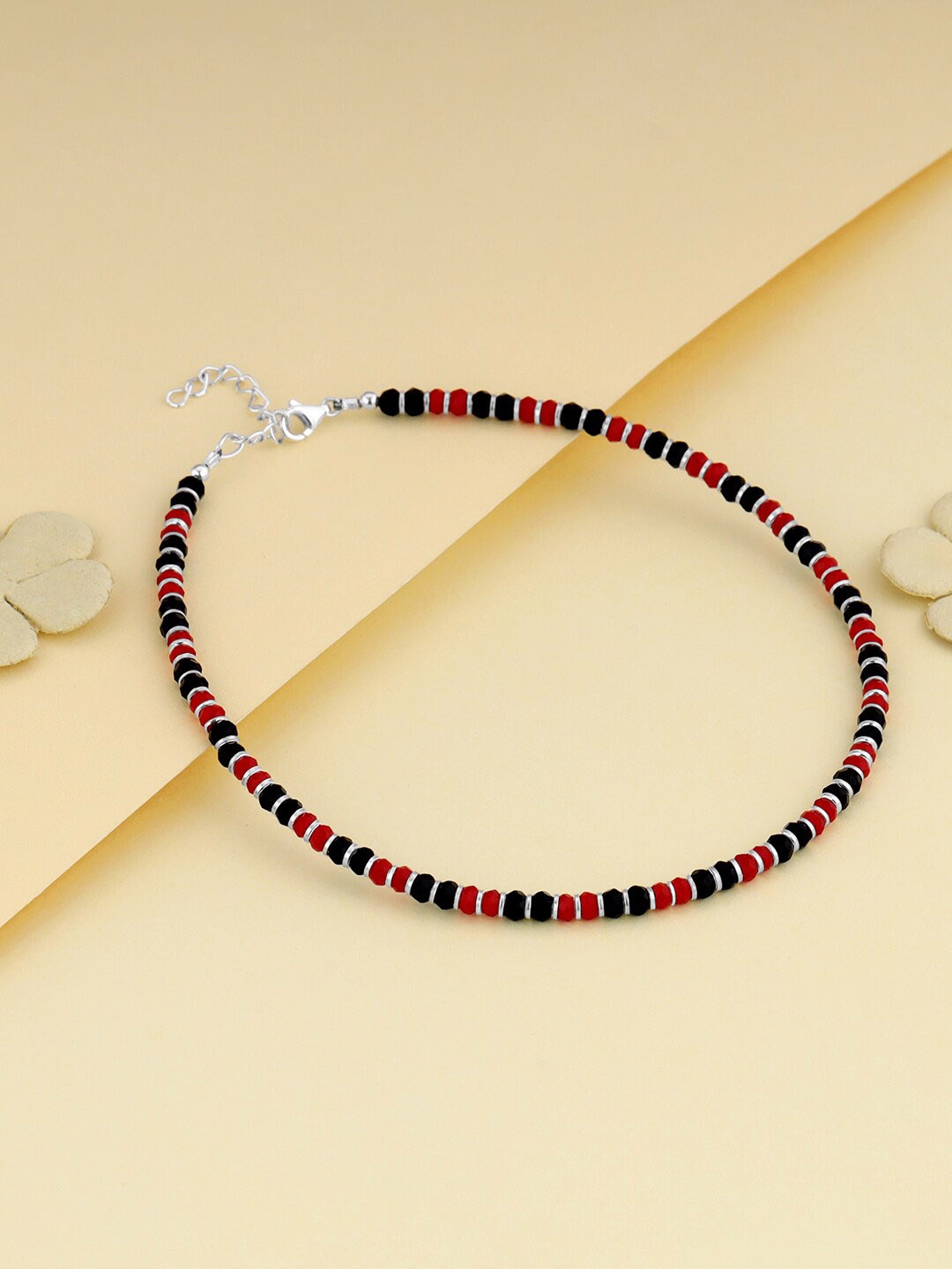 

GIVA 925 Sterling Silver Rhodium Plated Beaded Anklets