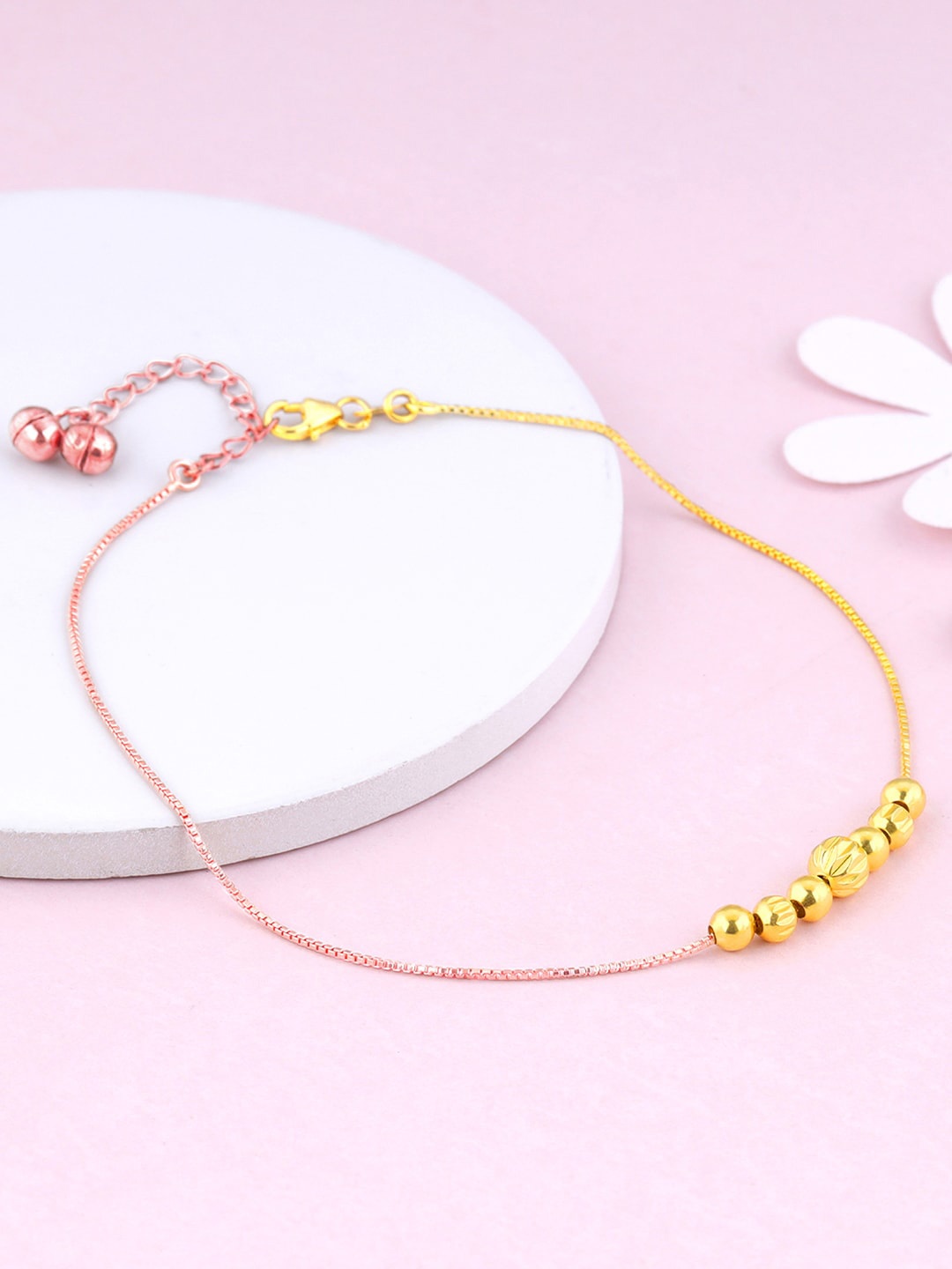 

GIVA 925 Sterling Silver Rose Gold & Gold Plated Beaded Anklets