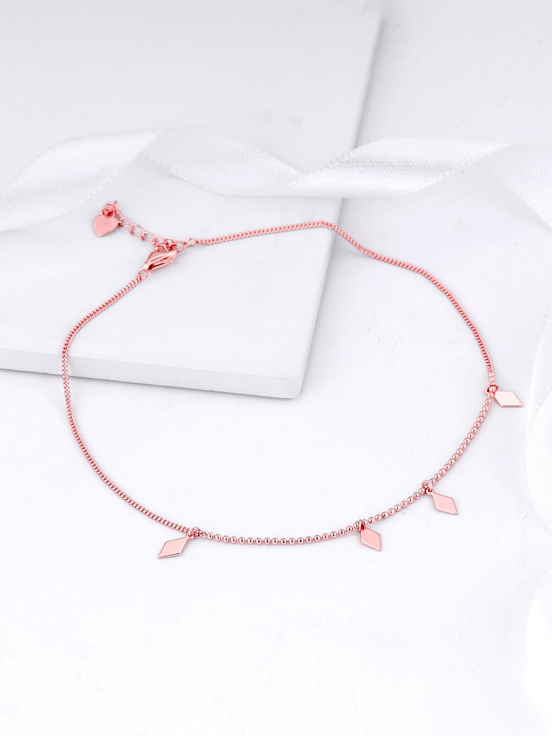 

GIVA 925 German Silver Rose Gold Plated Charm Anklet