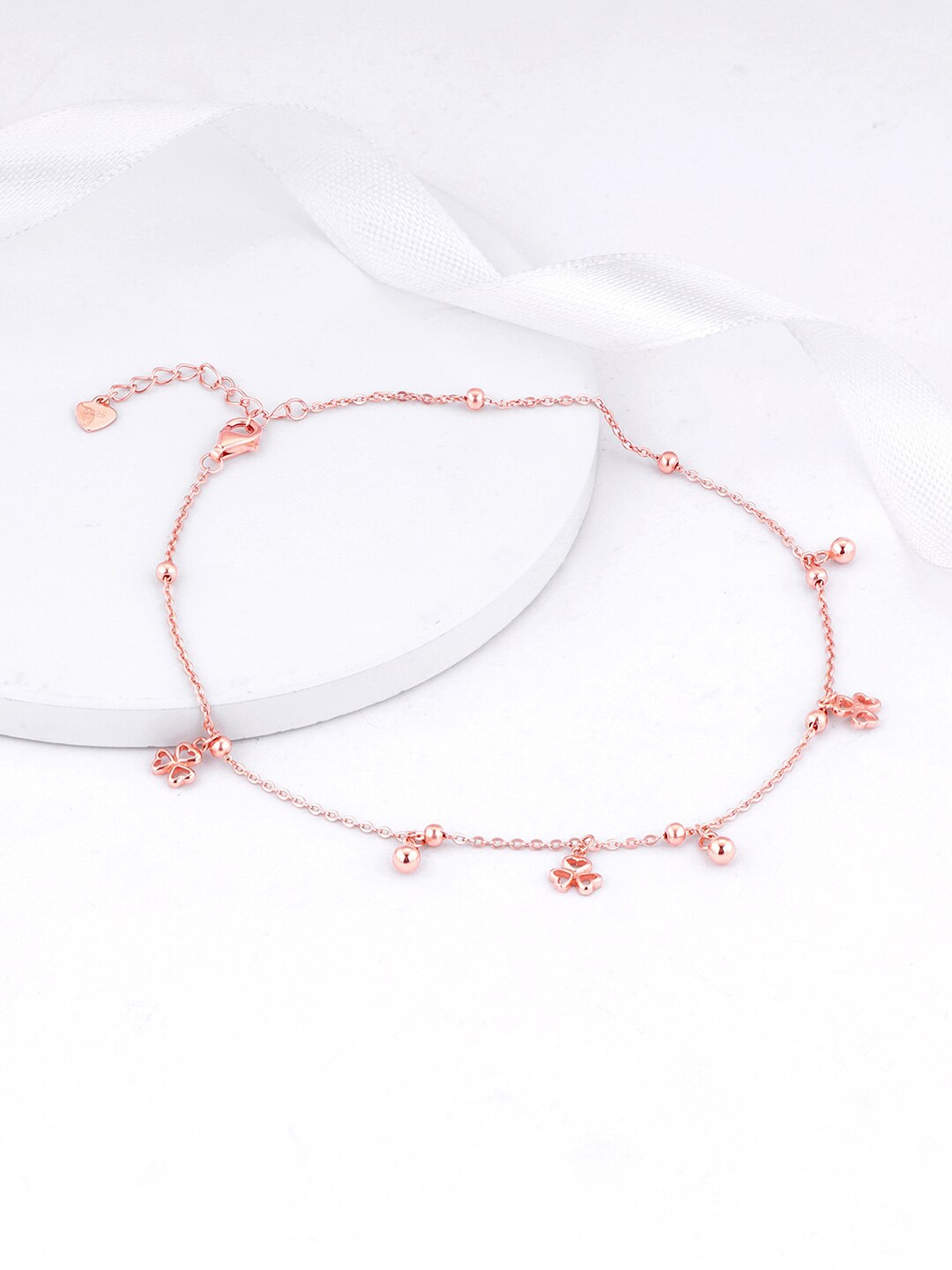 

GIVA 925 Sterling Silver Rose Gold Plated Chiming Clubs Anklets