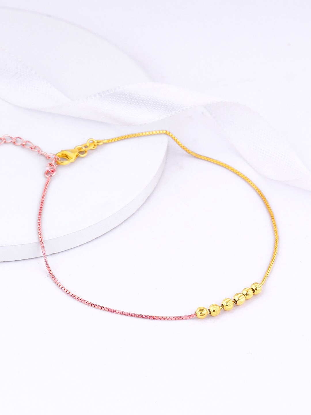 

GIVA 925 Sterling Silver Rose Gold & Gold Plated Beaded Anklets