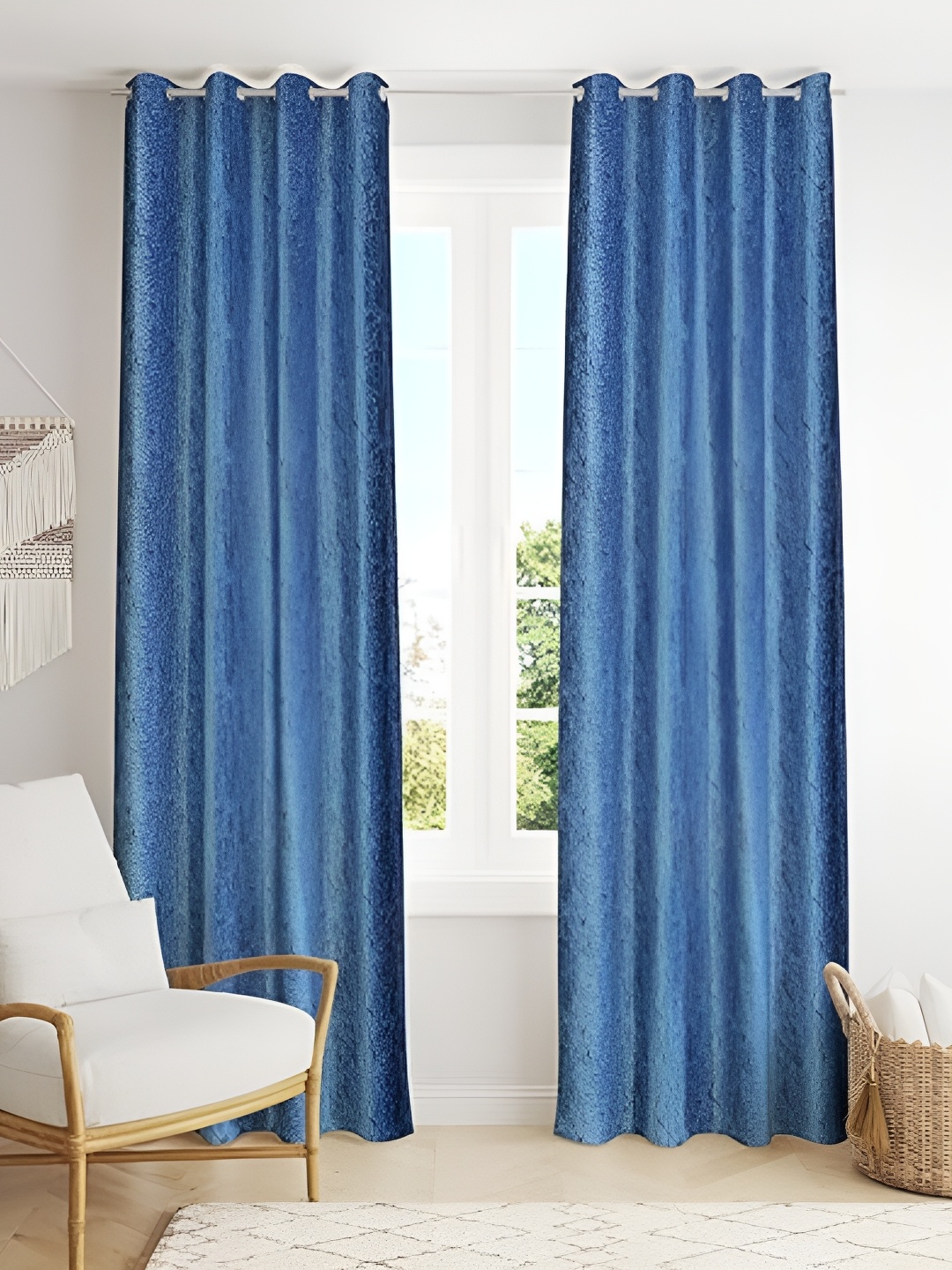 

Curtain King Blue 2 Pieces Floral Window Curtains