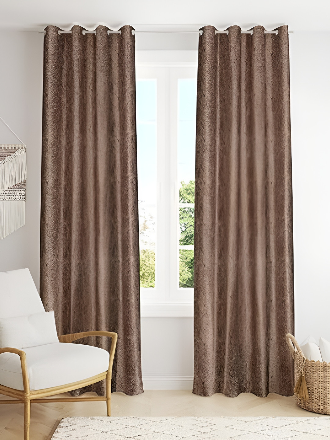 

Curtain King Coffee Brown & Black 2 Pieces Floral Door Curtains