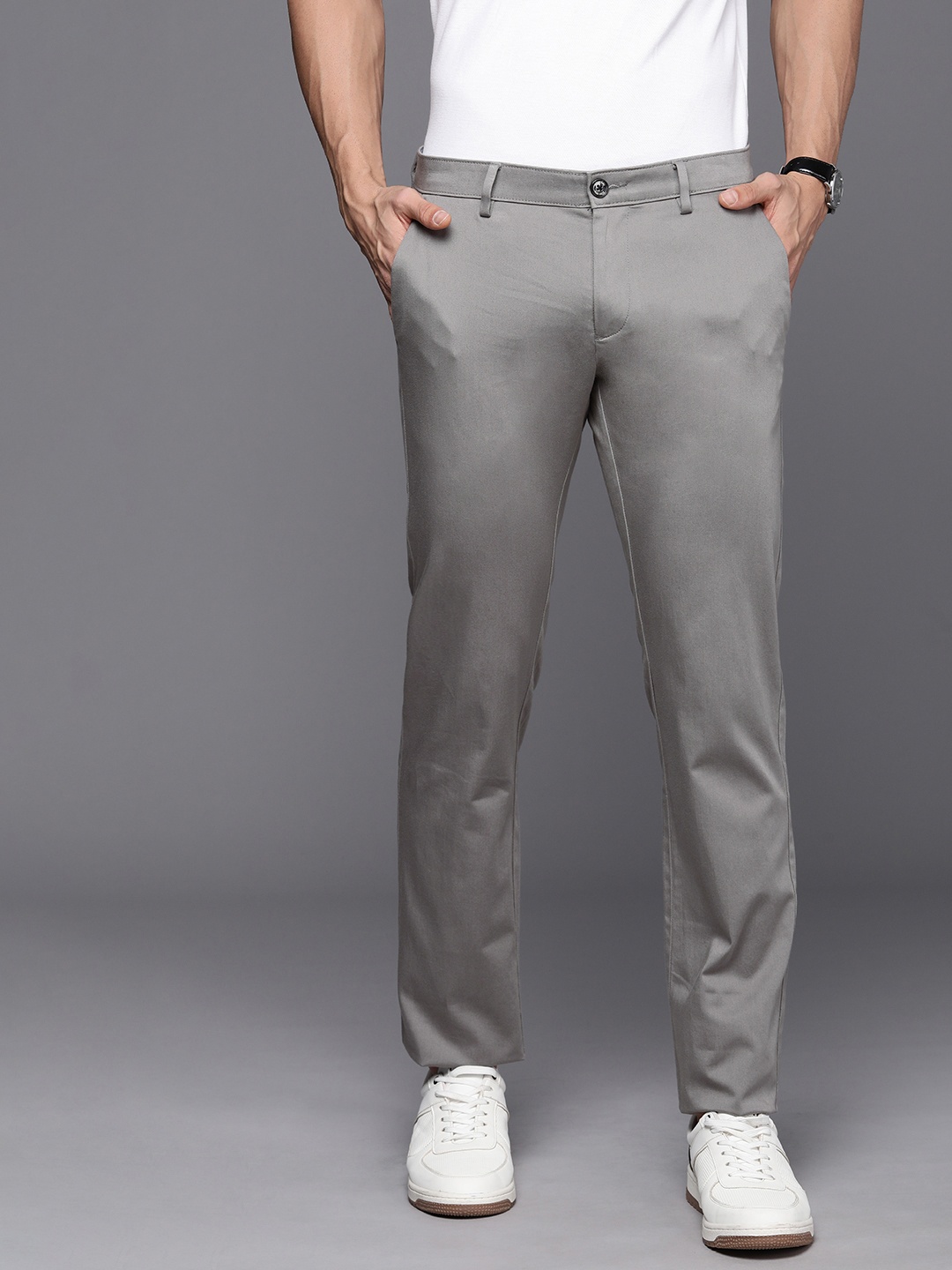 

Allen Solly Men Slim Fit Chinos Trousers, Grey