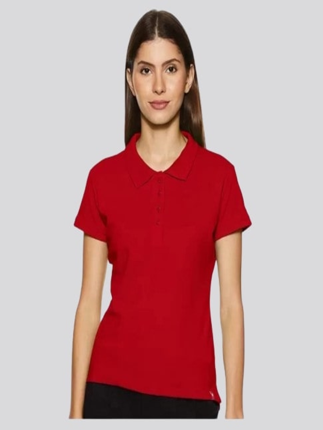 

INDIAN THREADS Polo Collar Cotton T-shirt, Red