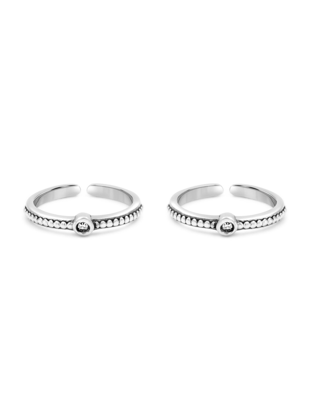 

Zarkan 92.5 Sterling Silver Rhodium-Plated CZ-Studded The Belle Dot Toe Rings