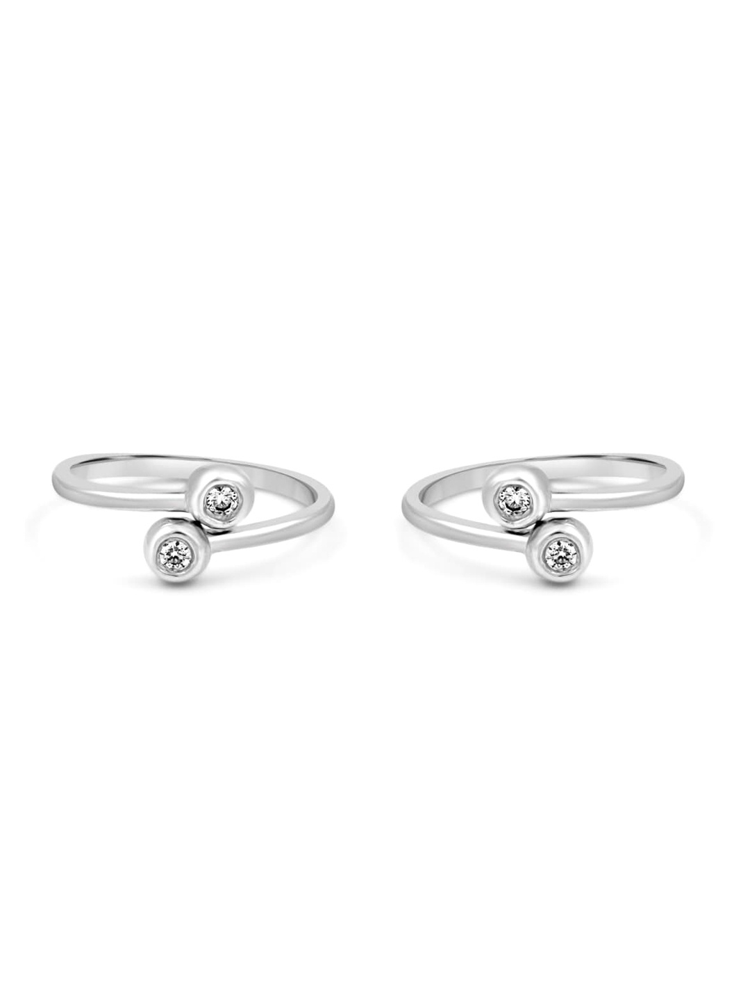 

Zarkan Rhodium-Plated 92.5 Sterling Silver CZ-Studded Victorious Vision Toe Rings