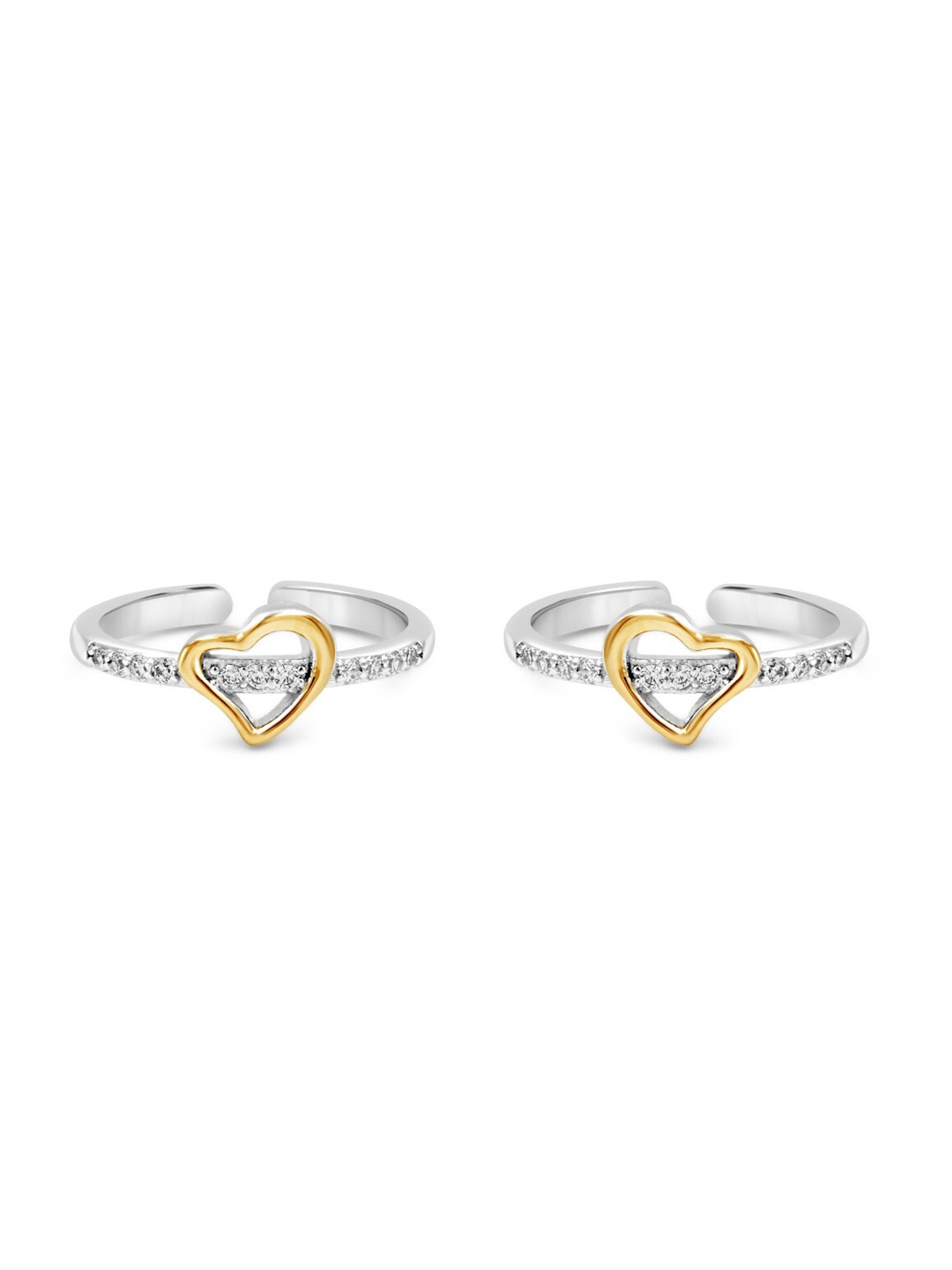 

Zarkan 92.5 Sterling Silver Rhodium-Plated CZ-Studded Love Toe Rings