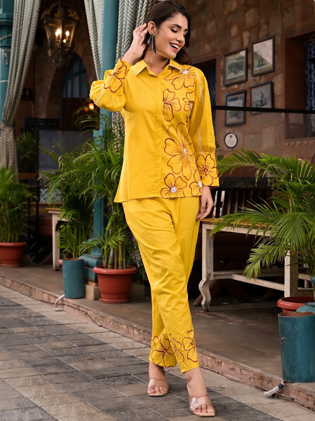 

The Kapas Printed Pure Cotton Co-Ords, Yellow