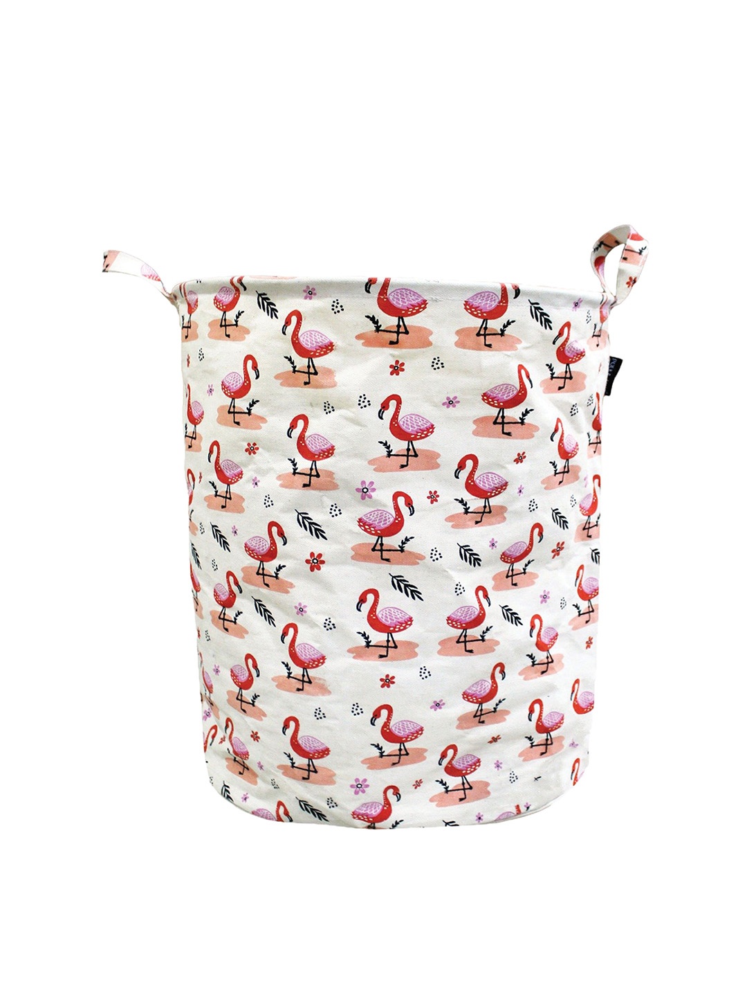 

Polka Tots White & Pink Flamingo Printed Water Resistance Laundry Bag