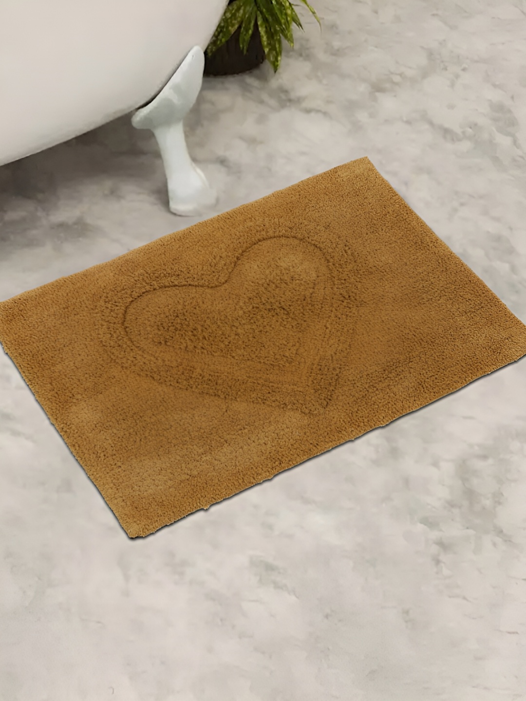 

GRHAMOY Yellow Heart Pattern 210 GSM Cotton Soft Rectangle Bath Rugs
