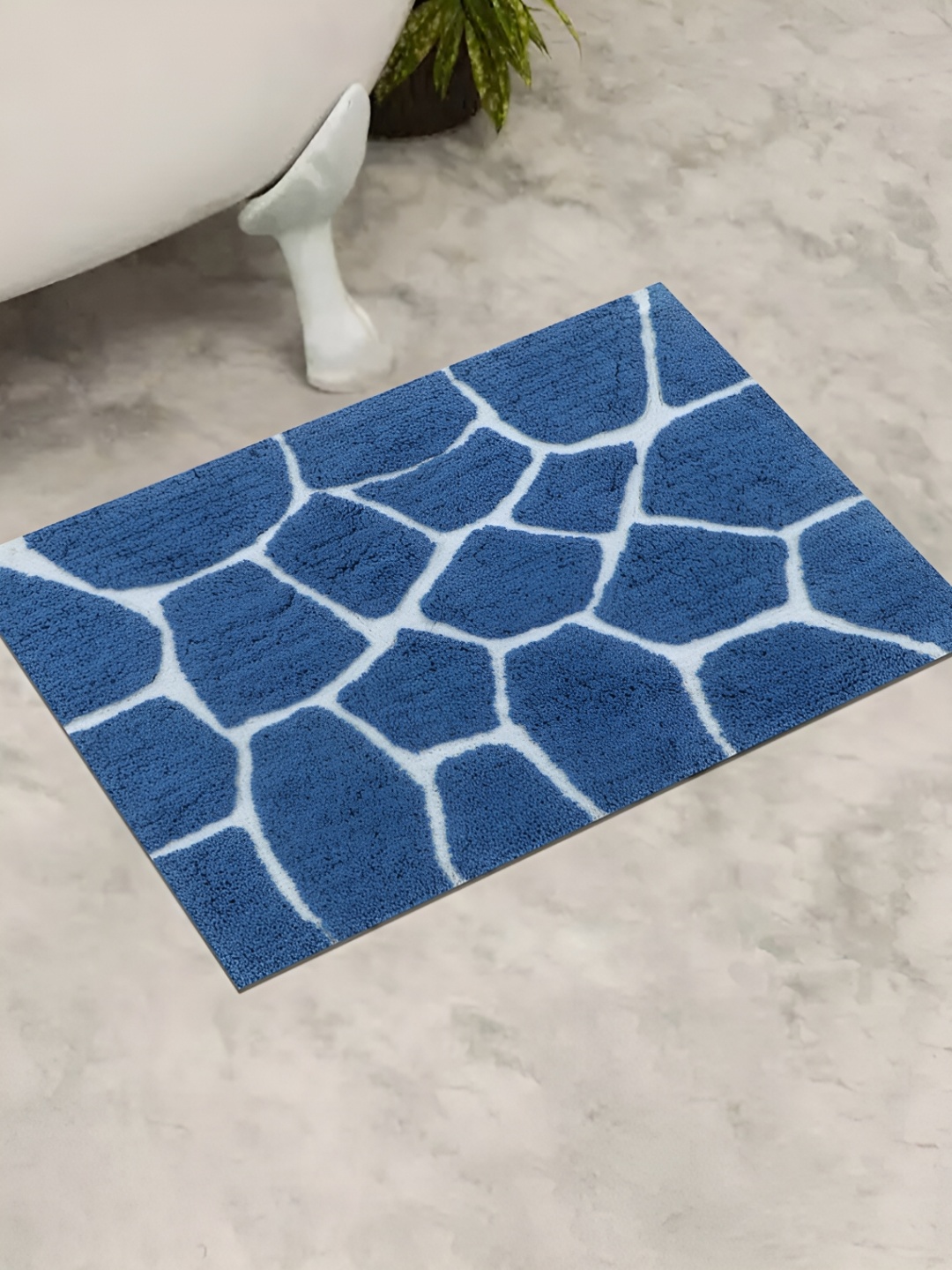 

GRHAMOY Blue Geometric 210 GSM Cotton Soft Rectangle Bath Rugs