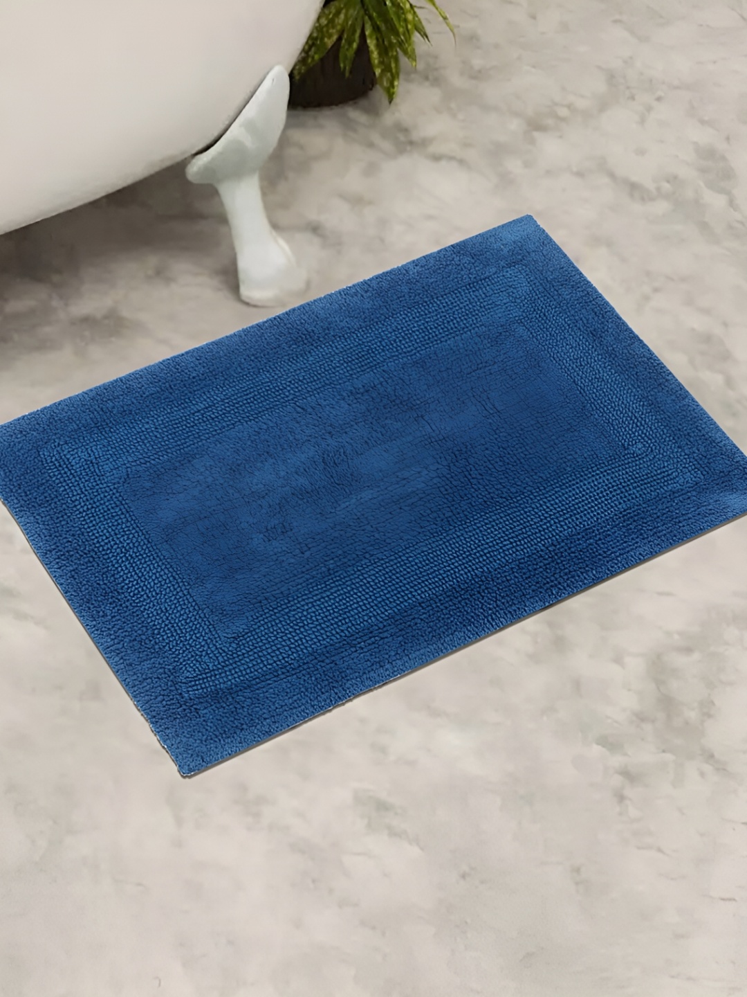 

GRHAMOY Blue Solid 210 GSM Cotton Soft Rectangle Bath Rugs