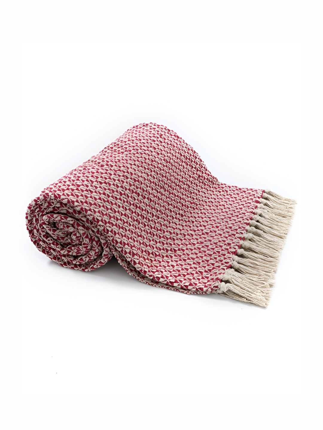 

GRHAMOY Pink & White Self Design Cotton Throws