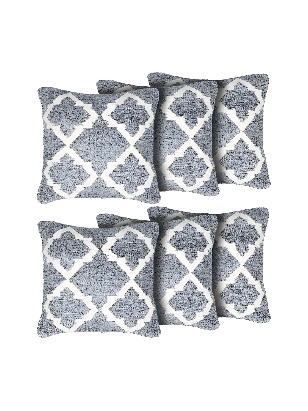

GRHAMOY Grey White 6 Pieces Ethnic Motifs Cotton Rectangle Cushion Covers, Black